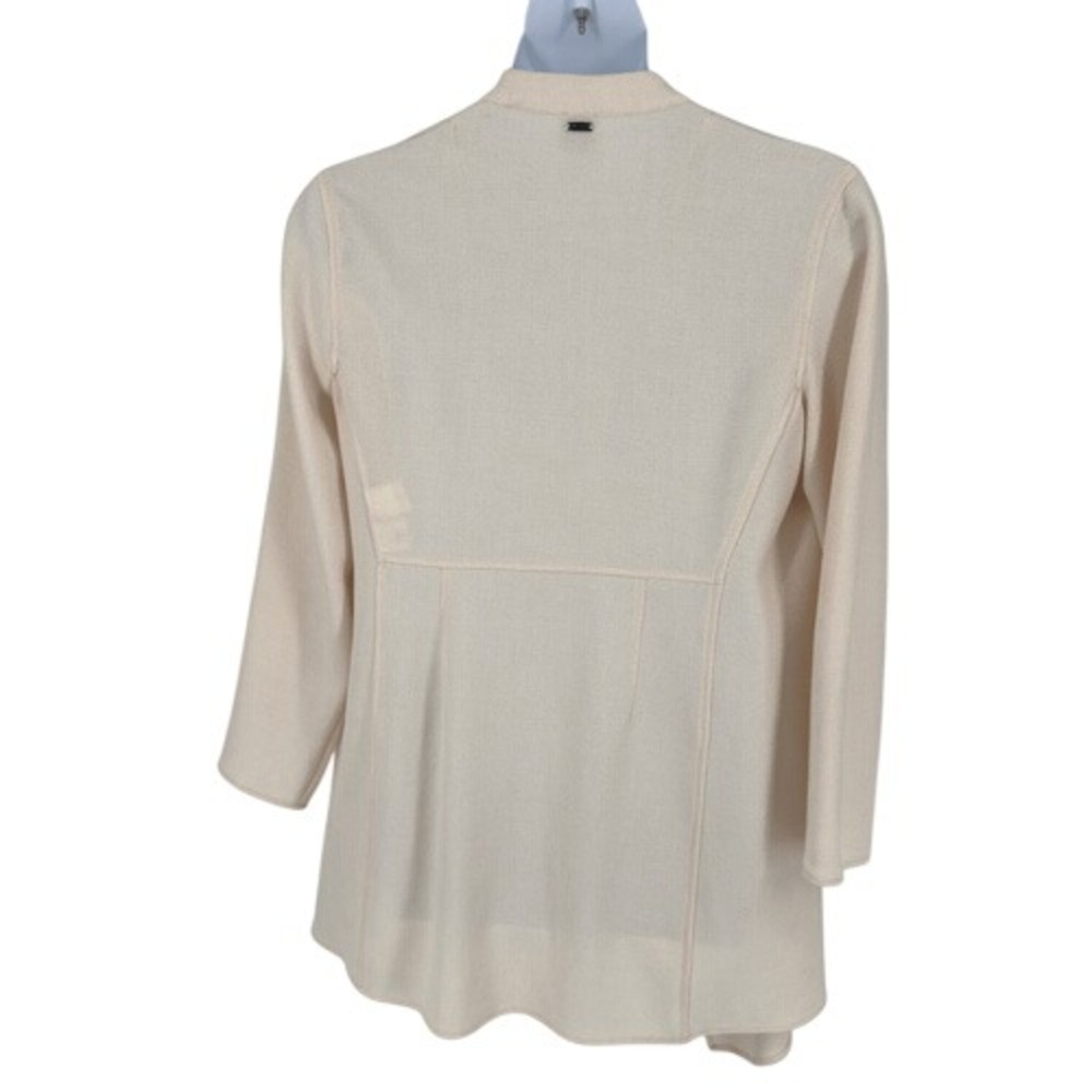 Anne Klein Longline Open Front Knit Blazer Cardigan Ivory Cream Size‎ L - Picture 4 of 11